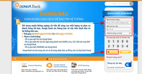 Hủy đóng tài khoản thẻ Đông Á online qua website